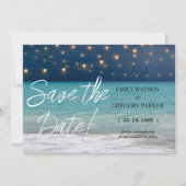 Summer Blue Ocean Beach Hochzeitseinladungen Save The Date (Vorderseite)