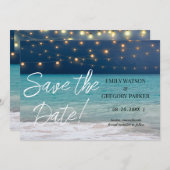 Summer Blue Ocean Beach Hochzeitseinladungen Save The Date (Vorne/Hinten)