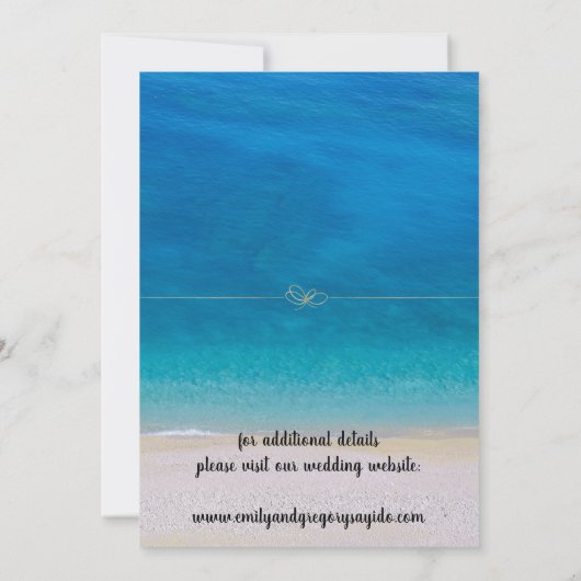Summer Blue Ocean Beach Hochzeitseinladungen Save The Date (Rückseite)