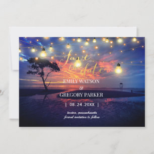 Summer Blue Ocean Beach Hochzeitseinladungen Save The Date