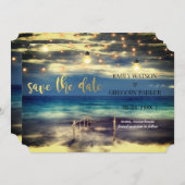 Summer Blue Ocean Beach Hochzeitseinladungen Save The Date (Vorne/Hinten)