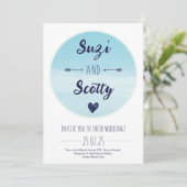 Summer Blue Ocean Quote Hochzeit Einladung (Stehend Vorderseite)