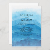 Summer Blue Ocean Watercolor Hochzeit Einladung (Vorne/Hinten)