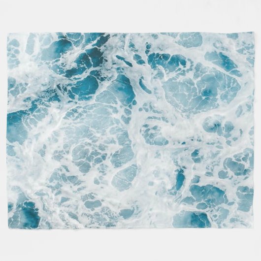 Summer Blue Ocean Wave Fleecedecke (Vorderseite (Horizontal))