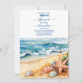 Summer Blue Ocean Waves Tropical Beach Bridal Einladung (Vorderseite)