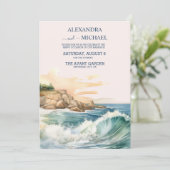 Summer Blue Ocean Waves Tropical Beach Hochzeit Einladung (Stehend Vorderseite)