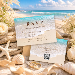 Summer Blue Ocean Waves Tropical Beach Hochzeit RSVP Karte