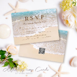 Summer Blue Ocean Waves Tropical Beach Hochzeit RSVP Karte