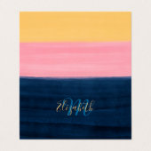 Summer Blue Pink Yellow Strokes Strikes Farbe Visitenkarten (Außenseite Aufgefaltet)