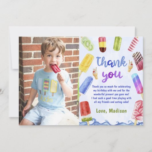 Summer Blue Popsiday Foto Dankeschön Card Dankeskarte (Vorderseite)