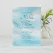 Summer Blue Sky White Wolken Einladung Hochzeitsfe (Stehend Vorderseite)