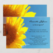 Summer Blue Sky, Yellow Sunflower Birthday Party Einladung (Vorne/Hinten)