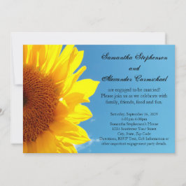 Summer Blue Sky, Yellow Sunflower Engagement Party Einladung