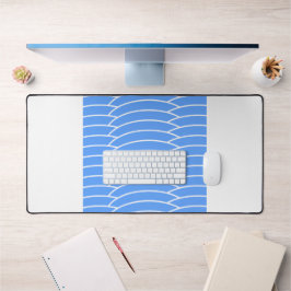 Summer Blue Tiled Art Deco Wellen Weiße Streifen Schreibtischunterlage