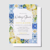 Summer Blue Tiles Lemons italienischer Polterabend Pergament Einladungen (Versetzt)