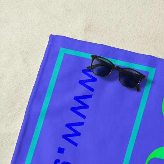 Summer Blue Turquoise Pink Name Mit Monogramm Strandtuch (Beispiel)