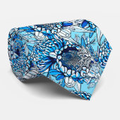 Summer Blue Waratah Florals Krawatte (Gerollt)