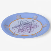 Summer Blues Jewish Star Paper Plate Pappteller (Schrägansicht)