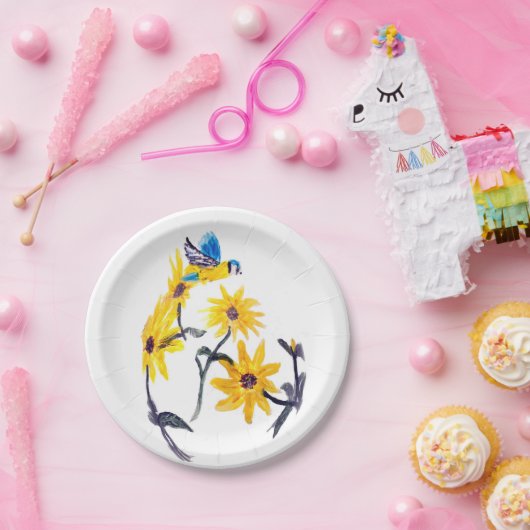 Summer Bluetit Sonnenblume Pappteller (Party)