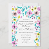 Summer Blume Blätter Wasserfarbenes Brautparty Einladung (Vorderseite)