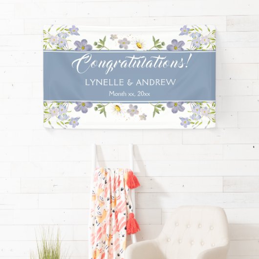 Summer Blume Blue Wedding Banner (Insitu)