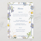 Summer Blume Blue Wedding Menu Menükarte (Vorderseite)