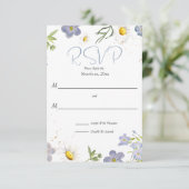 Summer Blume Blue Wedding RSVP (Stehend Vorderseite)