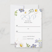 Summer Blume Blue Wedding RSVP Karte (Vorderseite)