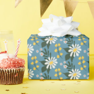 Summer Blume Bouquet auf Blue Geschenkpapier