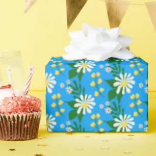 Summer Blume Bouquet auf Blue Geschenkpapier