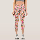 Summer Blume Bouquet auf rosa Capri Leggings (Vorderseite)