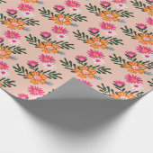 Summer Blume Bouquet auf rosa Geschenkpapier (Ecke)