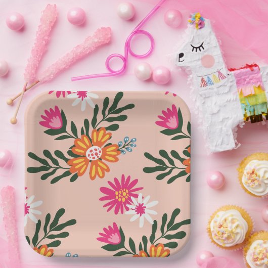 Summer Blume Bouquet auf rosa Pappteller (Party)