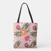 Summer Blume Bouquet auf rosa Tasche (Rückseite)