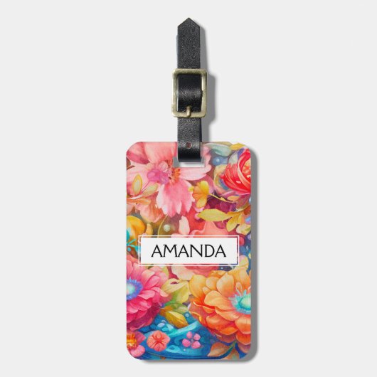 Summer Blume Bouquet Whimsical Boho Gepäckanhänger (Vorderseite vertikal)