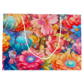Summer Blume Bouquet Whimsical Boho Große Geschenktüte (Rückseite)