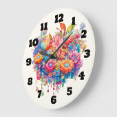 Summer Blume Bouquet Whimsical Boho Große Wanduhr (Winkel)