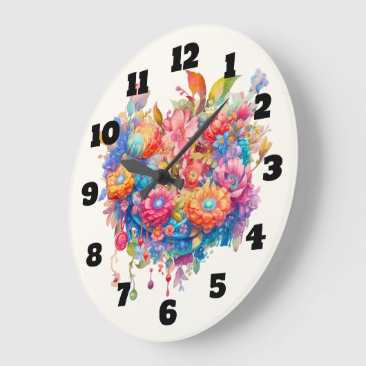 Summer Blume Bouquet Whimsical Boho Große Wanduhr (Winkel)