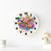 Summer Blume Bouquet Whimsical Boho Große Wanduhr (Zuhause)
