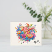 Summer Blume Bouquet Whimsical Boho Hello Postkarte (Stehend Vorderseite)