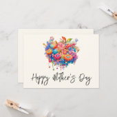 Summer Blume Bouquet Whimsical Boho Karte (Vorderseite/Rückseite Beispiel)