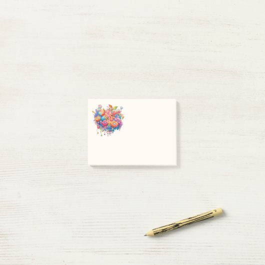 Summer Blume Bouquet Whimsical Boho Post-it Klebezettel (Auf Schreibtisch)