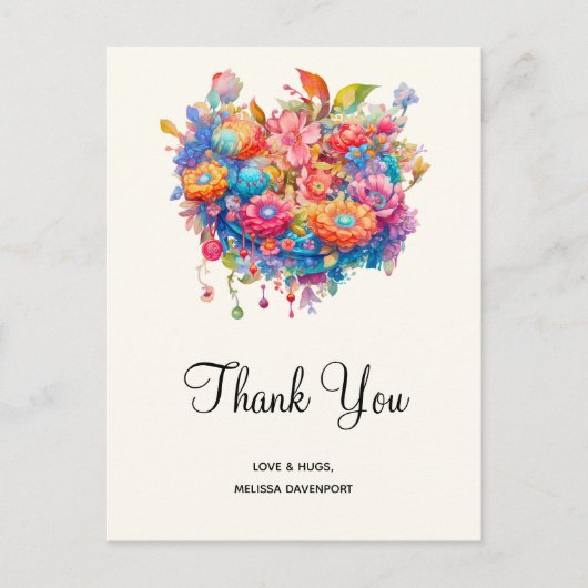 Summer Blume Bouquet Whimsical Boho Postkarte (Vorderseite)