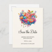 Summer Blume Bouquet Whimsical Boho Save the Date Einladungspostkarte (Vorne/Hinten)