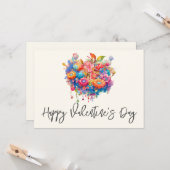 Summer Blume Bouquet Whimsical Boho Valentine Karte (Vorderseite/Rückseite Beispiel)