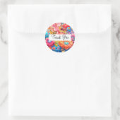Summer Blume Bouquet Whimsical Boho Vielen Dank Runder Aufkleber (Tasche)