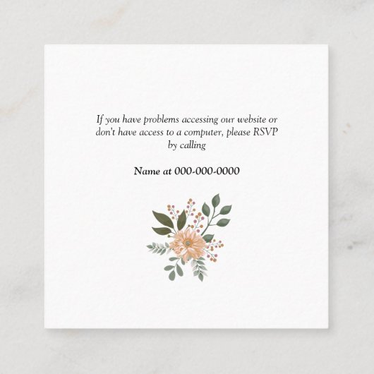 Summer Blume Hochzeiten Website UAWG Quadratische Visitenkarte (Rückseite)