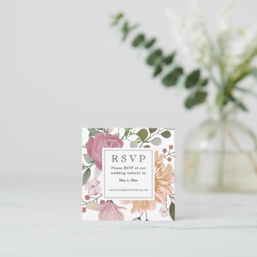Summer Blume Hochzeiten Website UAWG Quadratische Visitenkarte (Stehend Vorderseite)