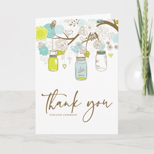 Summer Blume & Mason Jars Wedding Dankeschön Card Dankeskarte (Vorderseite)