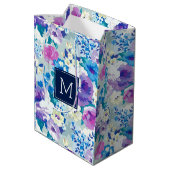 Summer Blume Muster Pastellfarben Mittlere Geschenktüte (Rückseite Schrägansicht)